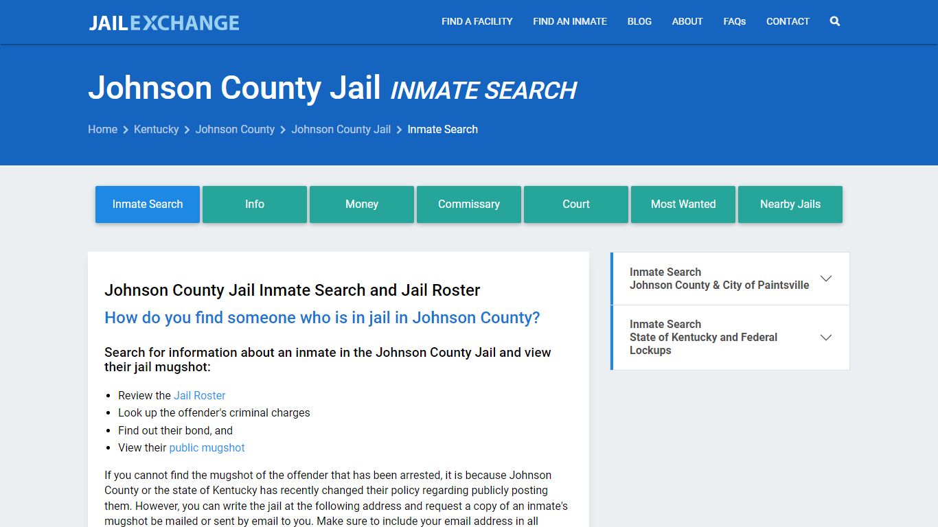 Inmate Search: Roster & Mugshots - Johnson County Jail, KY